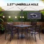 Tavolo da pranzo quadrato Karl Home Patio da 35 pollici in acciaio con foro per ombrellone da 1,57 pollici