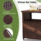 Tavolo da Bar con Ruote Karl Home in Rattan Marrone