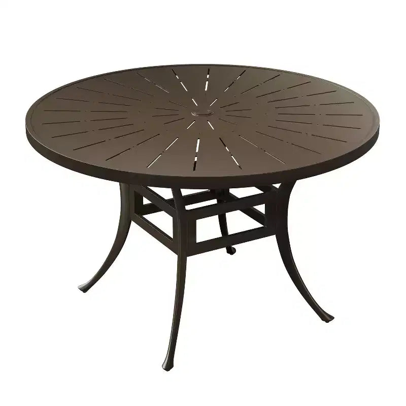 CLIHOME 48 Cast Aluminum Round Dining Table with Umbrella Hole