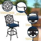 CLIHOME Set da 3 Pezzi da Bar per Patio in Alluminio Pressofuso con Cuscini per Divano