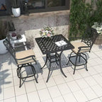 CLIHOME Set da 3 Pezzi da Bar per Patio in Alluminio Pressofuso con Cuscini per Divano