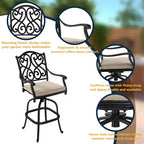 CLIHOME Set da 3 Pezzi da Bar per Patio in Alluminio Pressofuso con Cuscini per Divano
