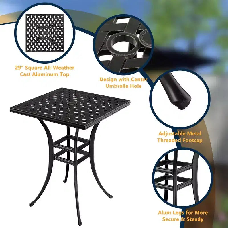 CLIHOME Set da 3 Pezzi da Bar per Patio in Alluminio Pressofuso con Cuscini per Divano