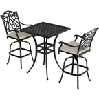 CLIHOME Set da 3 Pezzi da Bar per Patio in Alluminio Pressofuso con Cuscini per Divano