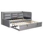Letto da giorno imbottito moderno Merax Twin-size con letto estraibile, vano portaoggetti, porte USB e presa di corrente
