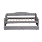 Divano letto imbottito Whisen Twin XL con luci a LED e 2 cassetti