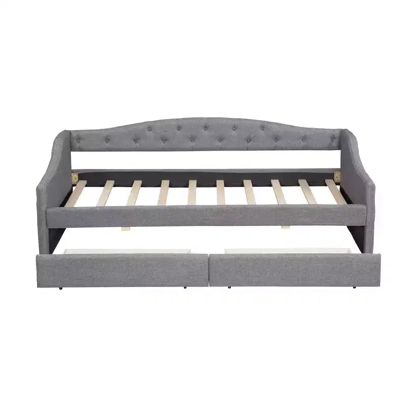 Divano letto imbottito Whisen Twin XL con luci a LED e 2 cassetti