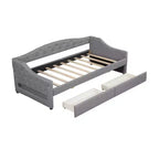 Divano letto imbottito Whisen Twin XL con luci a LED e 2 cassetti