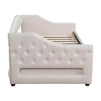 Divano letto imbottito Whisen Twin XL con luci a LED e 2 cassetti