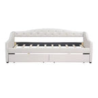 Divano letto imbottito Whisen Twin XL con luci a LED e 2 cassetti