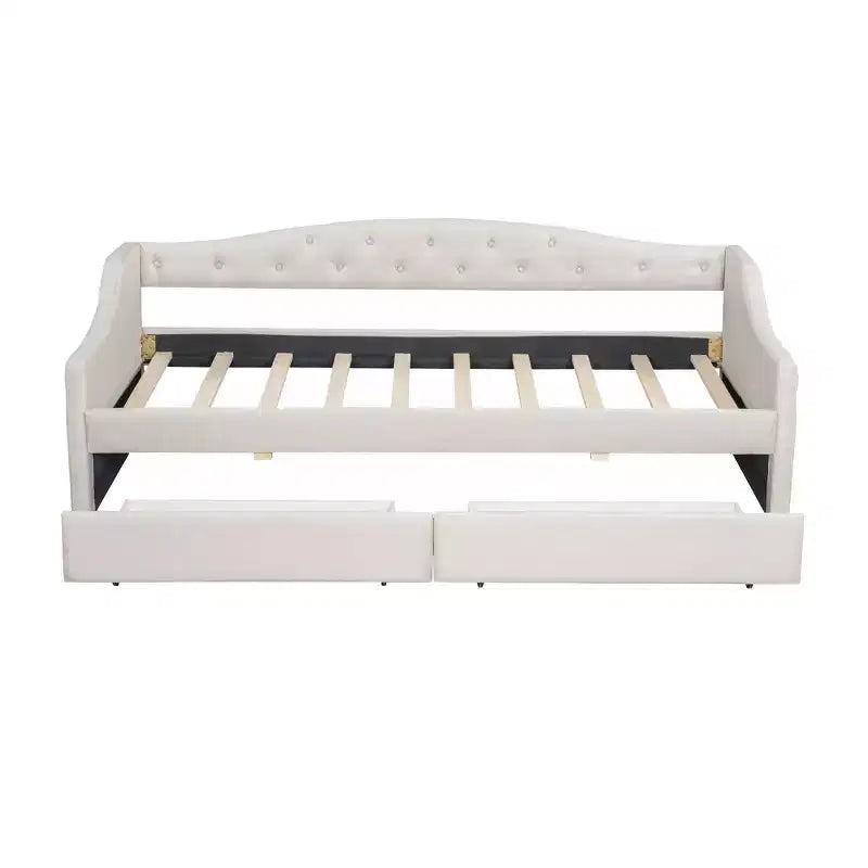 Divano letto imbottito Whisen Twin XL con luci a LED e 2 cassetti
