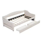Divano letto imbottito Whisen Twin XL con luci a LED e 2 cassetti