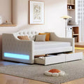 Whisen Upholstered Twin XL Size Daybed with LED Belt and 2 Drawers