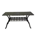 CLIHOME 59 Outdoor Cast Aluminum Rectangular Dining Table with Umbrella Hole