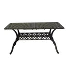 CLIHOME 59 Outdoor Cast Aluminum Rectangular Dining Table with Umbrella Hole