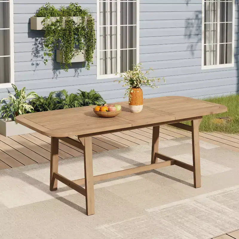 Christopher Knight Home Monture Outdoor Acacia Wood Expandable Dining Table with Slatted Top