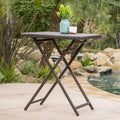 GDFStudio Monteria Outdoor Wicker and Iron Folding Bar Table