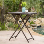 GDFStudio Monteria Outdoor Wicker and Iron Folding Bar Table