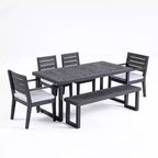 Set da pranzo da esterno GDFStudio Broderick in legno di acacia a 6 pezzi con panca e cuscini