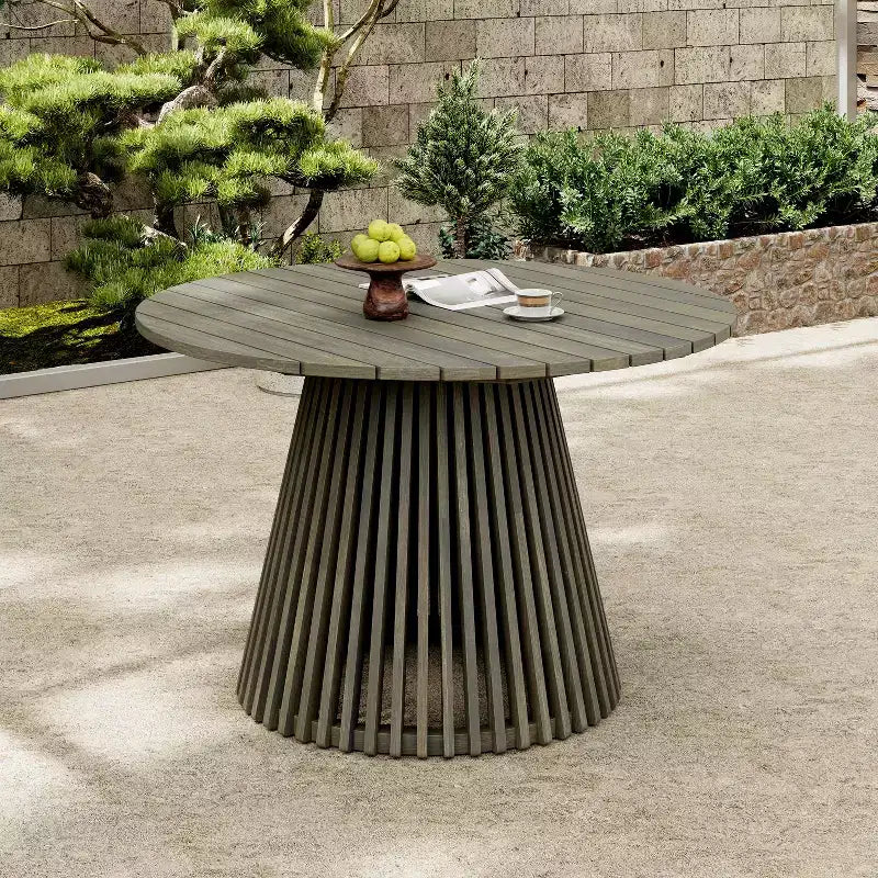 Christopher Knight Home Henri Rustic Patio Acacia Wood Round Dining Table