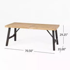 Christopher Knight Home Borocay 70.5 Tavolo da pranzo da esterno in legno di acacia con piano a doghe e base a H