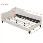 Divano Letto in Lino Twin/Full Size Okak con Struttura a L Imbottita e Gambe in Legno Massiccio Facile da Montare