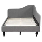 Divano Letto in Lino Twin/Full Size Okak con Struttura a L Imbottita e Gambe in Legno Massiccio Facile da Montare