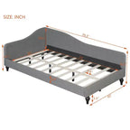 Divano Letto in Lino Twin/Full Size Okak con Struttura a L Imbottita e Gambe in Legno Massiccio Facile da Montare