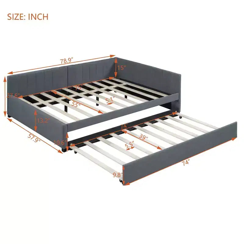 Whisen Daybed Imbottito Matrimoniale con Letto Estraibile e Struttura Divano Letto