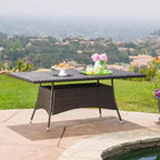 GDFStudio Julius Outdoor Ratten and Iron Frame Accent Dining Table with Rectangle