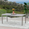 GDFStudio Crested Bay Outdoor Aluminum Dining Table with Faux Wood Top