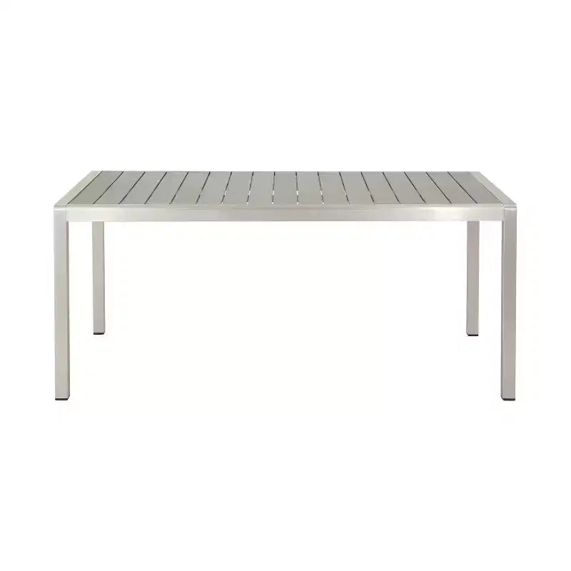 Tavolo da pranzo da esterno in alluminio GDFStudio Crested Bay con piano in legno sintetico