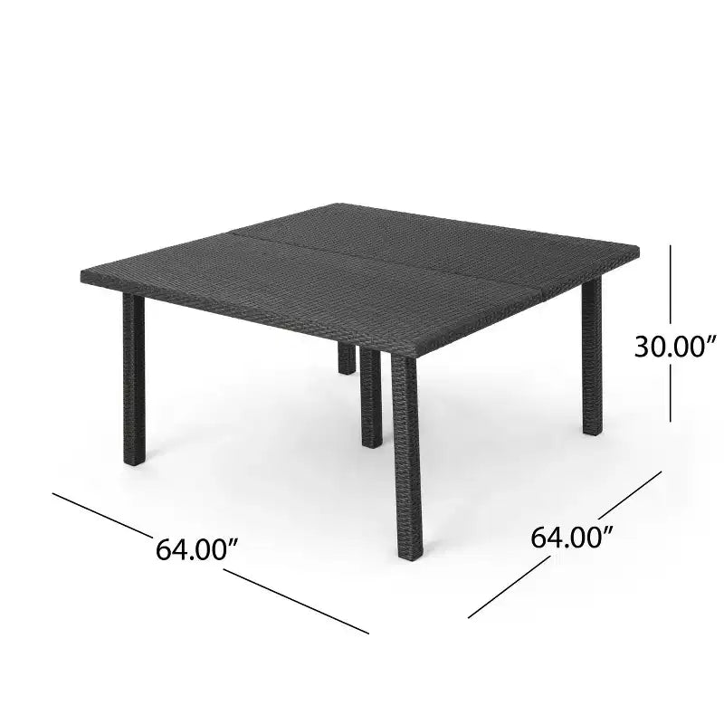 GDFStudio Fiona 64 Tavolo da Pranzo Quadrato per Esterni in Rattan Intrecciato con Struttura in Ferro