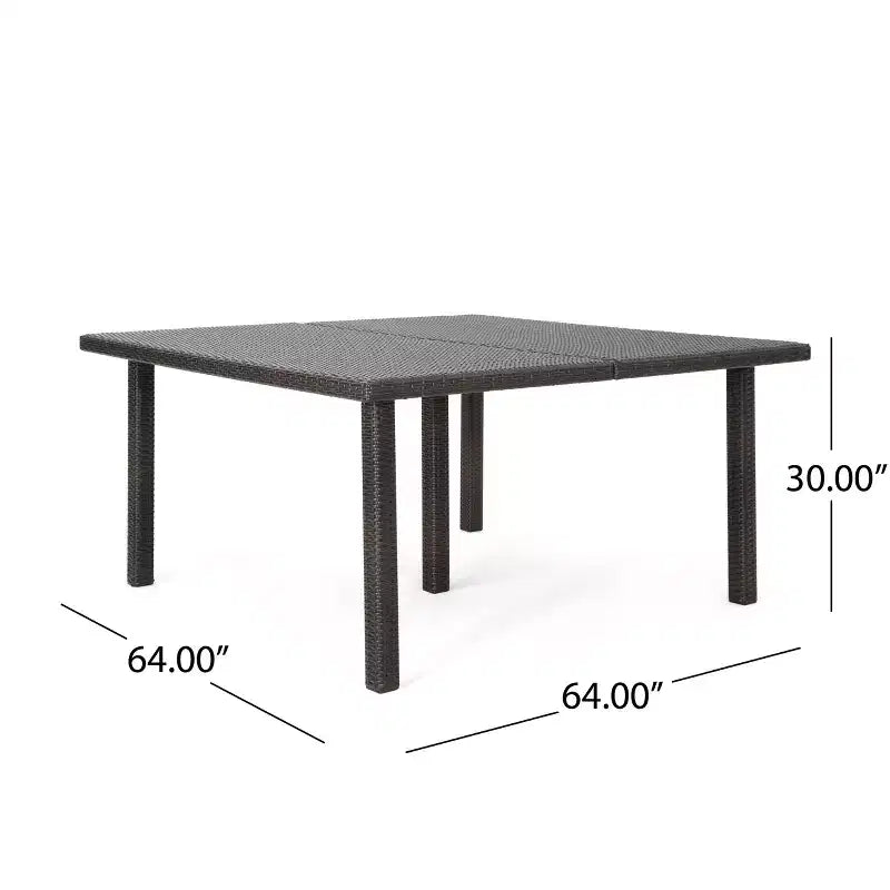 GDFStudio Fiona 64 Tavolo da Pranzo Quadrato per Esterni in Rattan Intrecciato con Struttura in Ferro