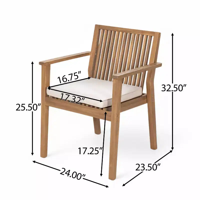 Christopher Knight Home Anivia - Set da pranzo rustico da 7 pezzi per patio, in legno di acacia, con cuscini
