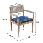 Christopher Knight Home Sivir Set da pranzo da esterno moderno costiero in legno di acacia, 5 pezzi con cuscini