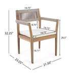 Christopher Knight Home Sivir Set da pranzo da esterno moderno costiero in legno di acacia, 5 pezzi con cuscini