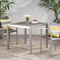 GDFStudio Crested Bay Outdoor Aluminum Square Dining Table with Wicker Top