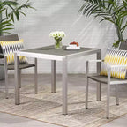 GDFStudio Crested Bay Outdoor Aluminum Square Dining Table with Wicker Top