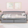 MAYEERTY Twin Pine Wood Daybed with Two Storage Drawers, 10 Support Slats, Gray