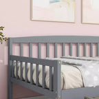 MAYEERTY Divano Letto in Legno di Pino con Due Cassetti Contenitore, 10 Doghe di Supporto, Grigio