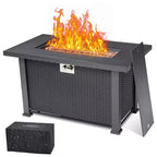 Tavolo rettangolare con braciere a gas da 44 pollici per esterni, 50000 BTU, a propano, con copertura e telo antipioggia per giardino, cortile e patio