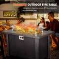 44 Inch Gas Fire Pit Outdoor Firepit Table, 50000BTU Rectangle Propane Fire Table with Cover & Rain Cover for Outside Garden Backyard Deck Patio