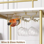 Carrello Bar Oro, Carrello Bar a 3 Livelli con Ruote, Carrello Bar Rotante con Porta Vino e Porta Bicchieri, Carrello Bar per Soggiorno, Cucina, Sala da Pranzo