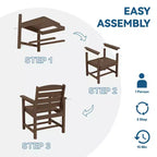 Hyleory Set da Pranzo per Esterni in HDPE Riciclato 4 Pezzi - Tavolo Rettangolare e Foro per Ombrellone, Panca da Pranzo per Esterni, 2 Poltrone da Esterni