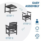 Hyleory Set da Pranzo per Esterni in HDPE Riciclato 4 Pezzi - Tavolo Rettangolare e Foro per Ombrellone, Panca da Pranzo per Esterni, 2 Poltrone da Esterni