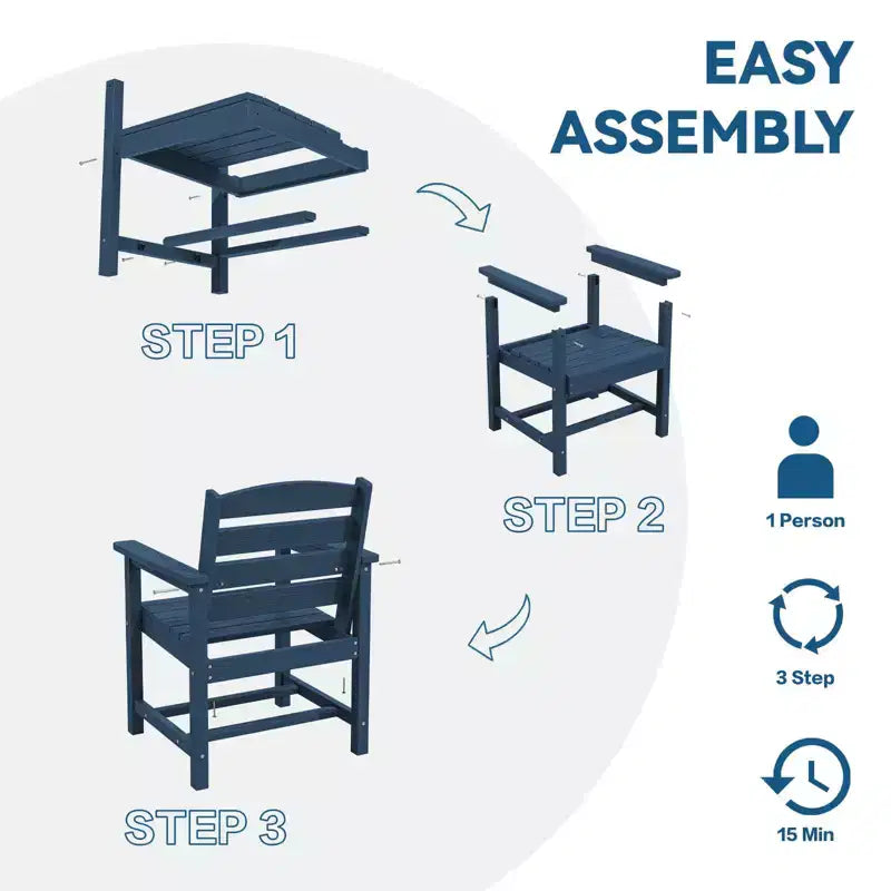 Hyleory Set da Pranzo per Esterni in HDPE Riciclato 4 Pezzi - Tavolo Rettangolare e Foro per Ombrellone, Panca da Pranzo per Esterni, 2 Poltrone da Esterni