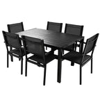 CLIHOME Set tavolo e sedie da esterno in acciaio da 7 pezzi, set da pranzo per patio, balcone, cortile