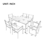 CLIHOME Set tavolo e sedie da esterno in acciaio da 7 pezzi, set da pranzo per patio, balcone, cortile