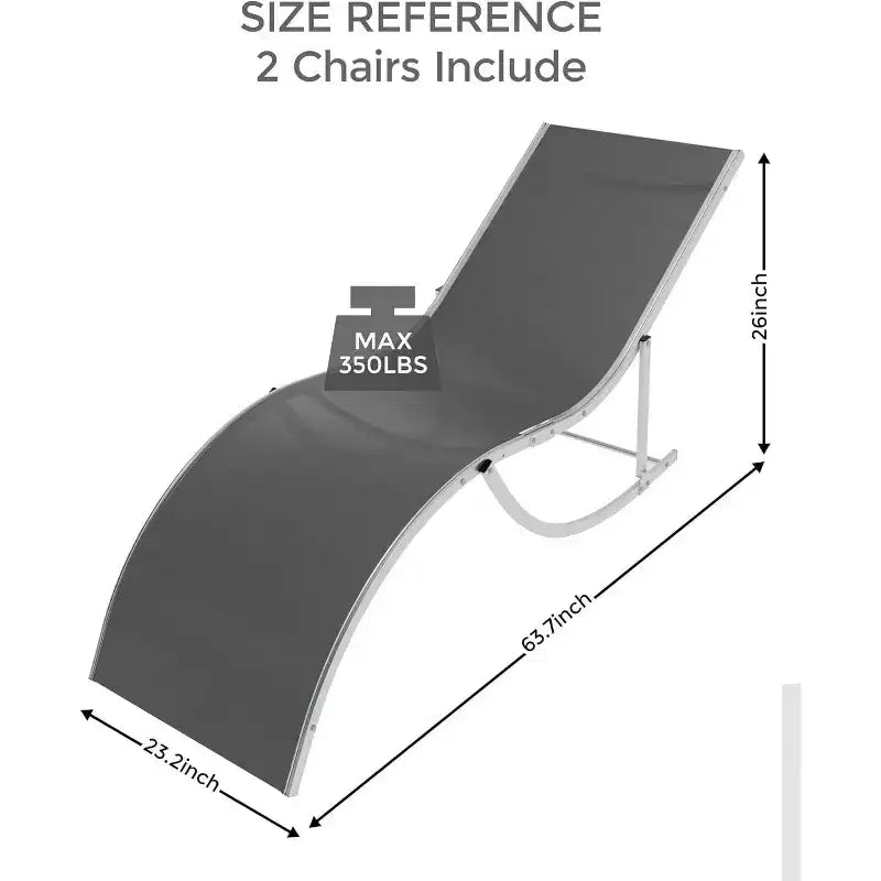 2 Sedie Sdraio da Esterno per Spiaggia, Poltrone Prendisole da Piscina, Reclinabili Regolabili per Ponte, Giardino, Cortile, Balcone, Nero/Tortora/Grigio